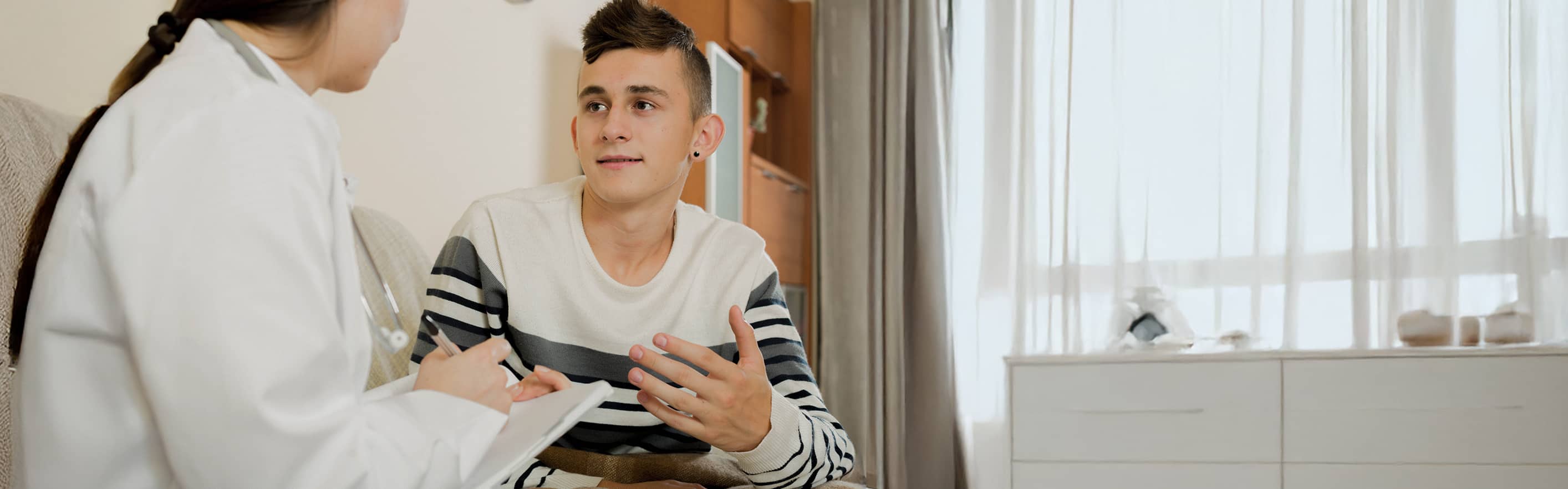 Teenage boy in waiting room